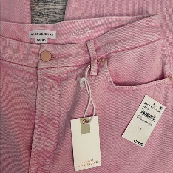 Good American Good Waist Cropped Palazzo Jeans In Rose Quartz Sz 10/30 NWT - - Picture 5 of 12